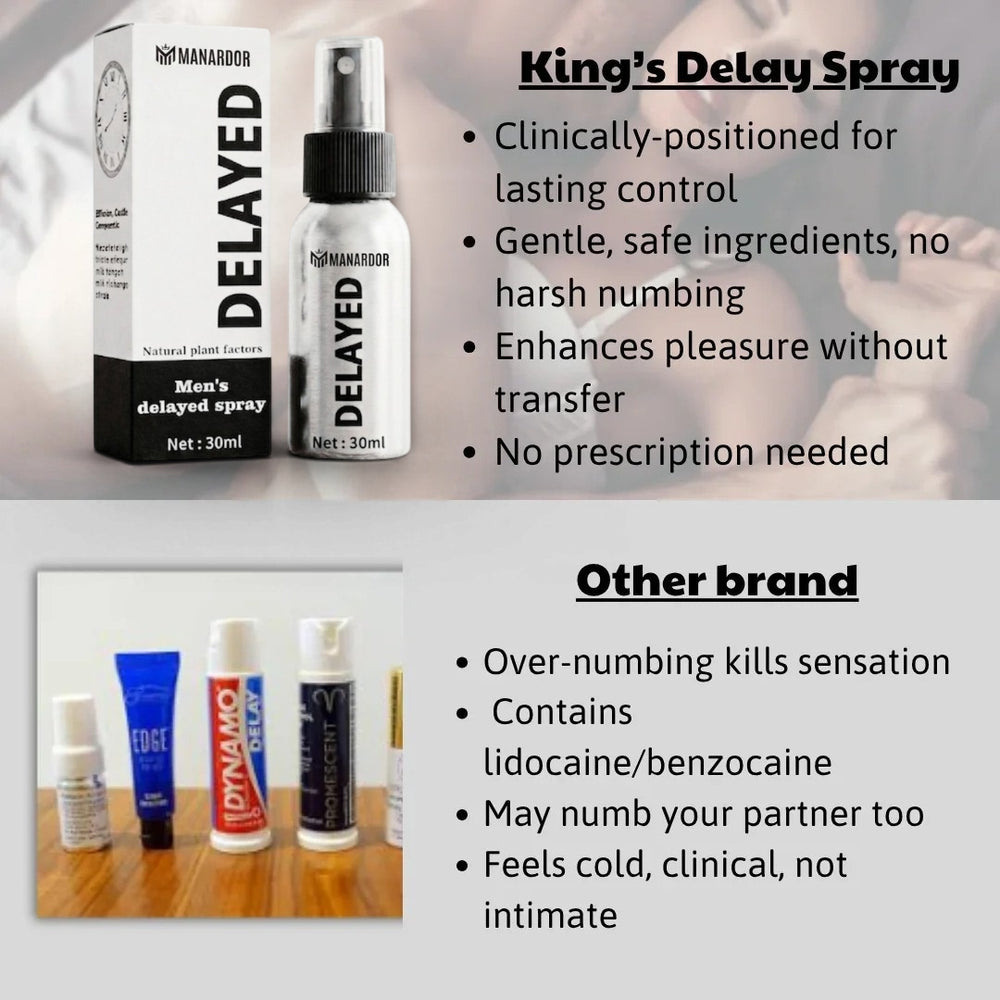 Control spray box and 30 ml pump bottle with bullet-point comparison graphic