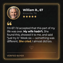 Verified buyer testimonial card with customer photo and star rating