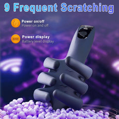 Dark navy silicone trainer with four-finger design and wide base near small beads