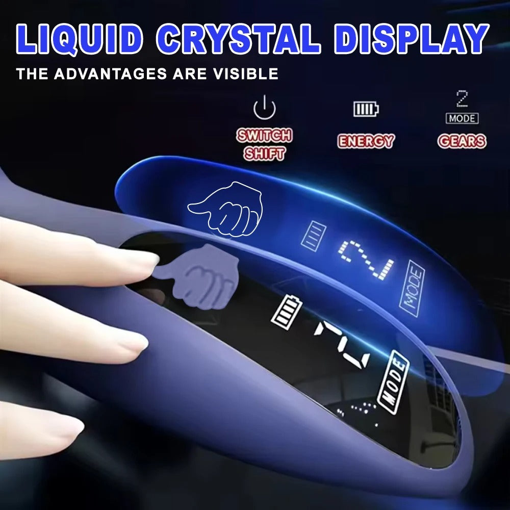 Dark navy silicone trainer featuring a side liquid-crystal style display window
