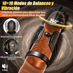 Black and orange handheld massager with 360° vibration halo and grip