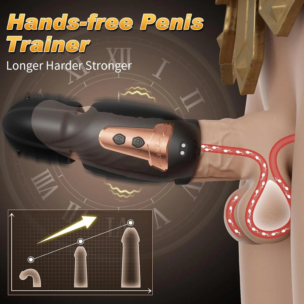 Hands-free male trainer with black base and pink controller handle