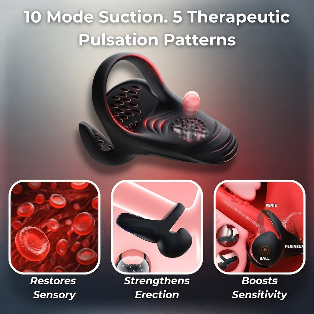 Ardor™ Pro black suction pump with curved nozzle and textured massage plate