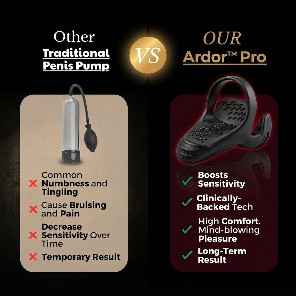 Ardor™ Pro black suction pump with textured massage surface and contoured base